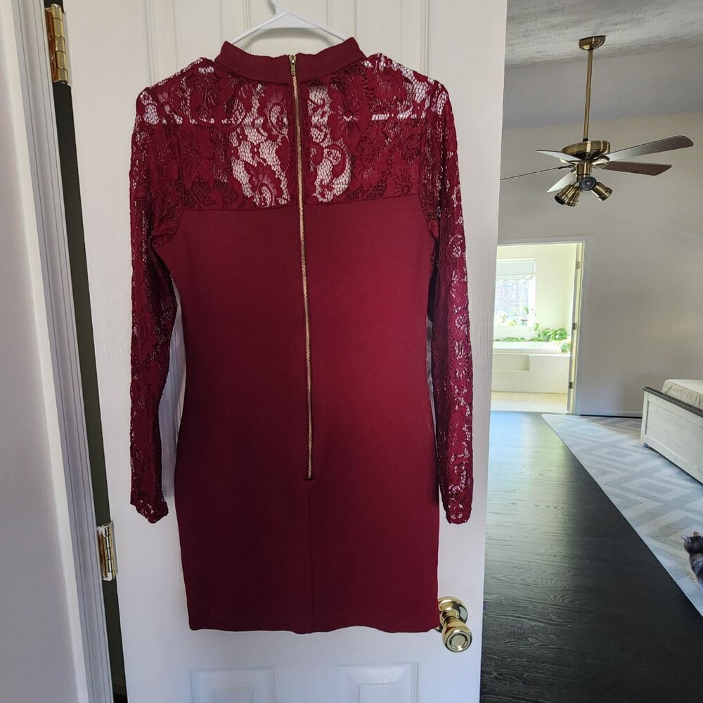 Charlotte Russe Maroon Bodycon Mini Dress | Large - Picture 2 of 5